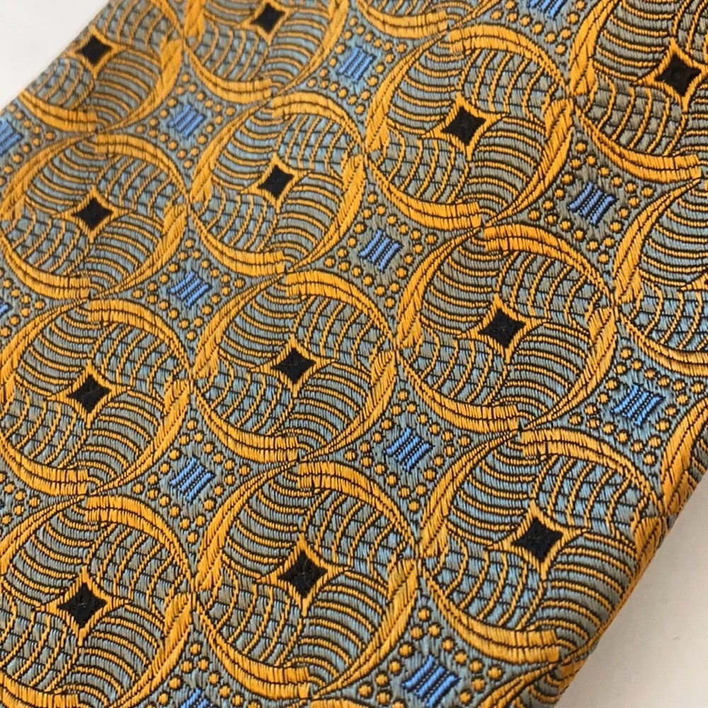 Robert Talbott orange blue pattern silk tie - image 2